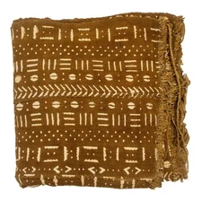 Caramel Brown Bogolan Mali Mud Cloth Bamako Design African Cotton Handmade