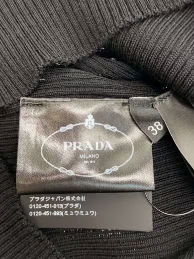 PRADA 2022AW Virgin Wool High Neck Rib Knit/ Size 38/ Black/ DNA945 thumbnail 3