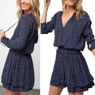 Rails Jasmine Navy Nova Star Print Short Mini Dress Womens Size M Chic Preppy