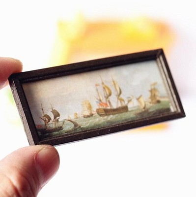 EatingBiting Elegant 1:12 Miniature Wooden Antique Photo Frame Sailboats Mura...