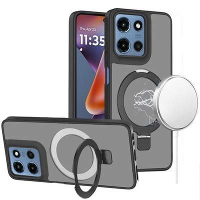 For Moto G 2025/2026/G Play 2026 Case Metal Circle Ring Stand + Tempered Glass