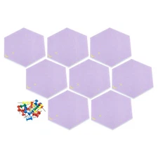 8Pcs Hexagon Felt Bulletin Tile Self Adhesive Mini Wall DIY Pin Board Purple