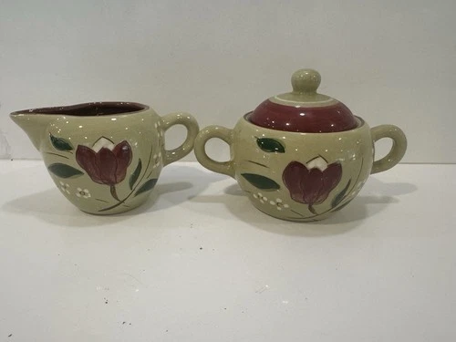 Vintage Stangl Pottery Sugar & Creamer Set Magnolia S10