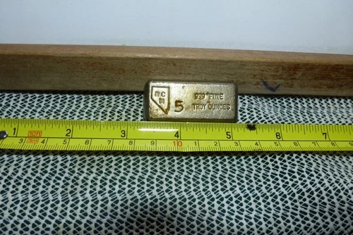 Rare 5 Troy oz. + 999 Fine Silver Bar - OLD POUR - NEVADA NCM   Vintage