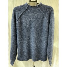 Wild Fable Navy Blue Fuzzy Mock Neck Raglan Sweater Womens Medium