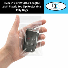 2000 2" x 4" Clear Reclosable Zip Seal Bags Plastic 2 Mil Lock Jewelry Zipper