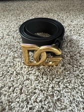 Dolce & Gabbana DG Logo Buckle Man Leather Belt 42inch 105 Cm Black