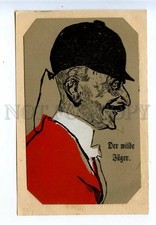 521839 GERMANY Royal HUNT Hunter Vintage APPLIQUED postcard Feldpostkart