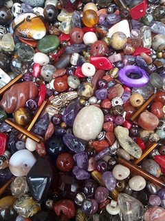 Bulk Multicolor Mix Loose Beads 3 Pounds Mostly Small Stone Glass Shell Pearl