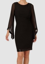 Adrianna Papell Women's Black Crew Neck Lined Banded Short Sheath Dress Size 0