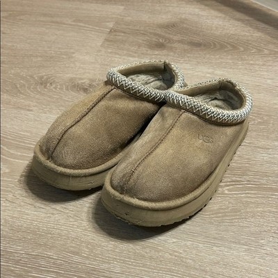 UGG Tazz Chestnut Suede Slip-On Fuax Fur Lined Slippers Sz 5