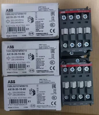 1pc ABB AX18-30-10-80 Contactor 220-230V50Hz/230-240V60Hz ...