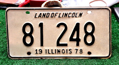   - ILLINOIS - 1978 passenger car license plate - plain and simple, nice!