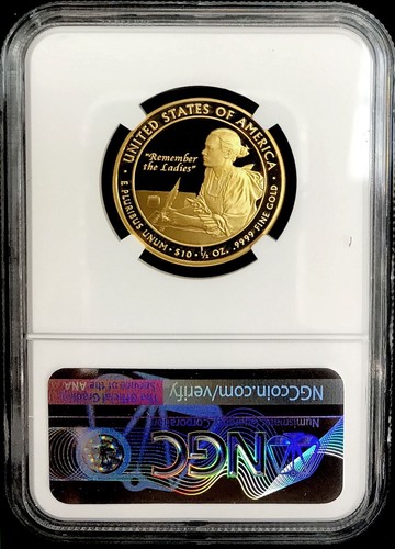 2007 W GOLD $10 ABIGAIL ADAMS 1/2 oz PROOF SPOUSE COIN NGC PROOF 69 UC - Picture 2 of 2