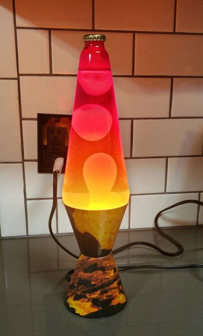 LARGE 14.5 Lava Lamp Motion and Glitter Red Yellow Orange Rare!