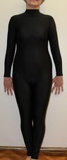 Women Gymnastics Catsuit 330-00 Long Sleeve High Collar Black Spandex Size S