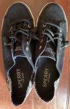 Sperry Top Sider Black  White Boat Shoes Womens Sz 6