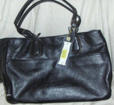 Tre Vero Veg Tan Black Italian Leather Satchel  Nwt