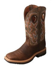 Twisted X Work Boots Mens Lite Cowboy Block Leather Taupe MLCW022