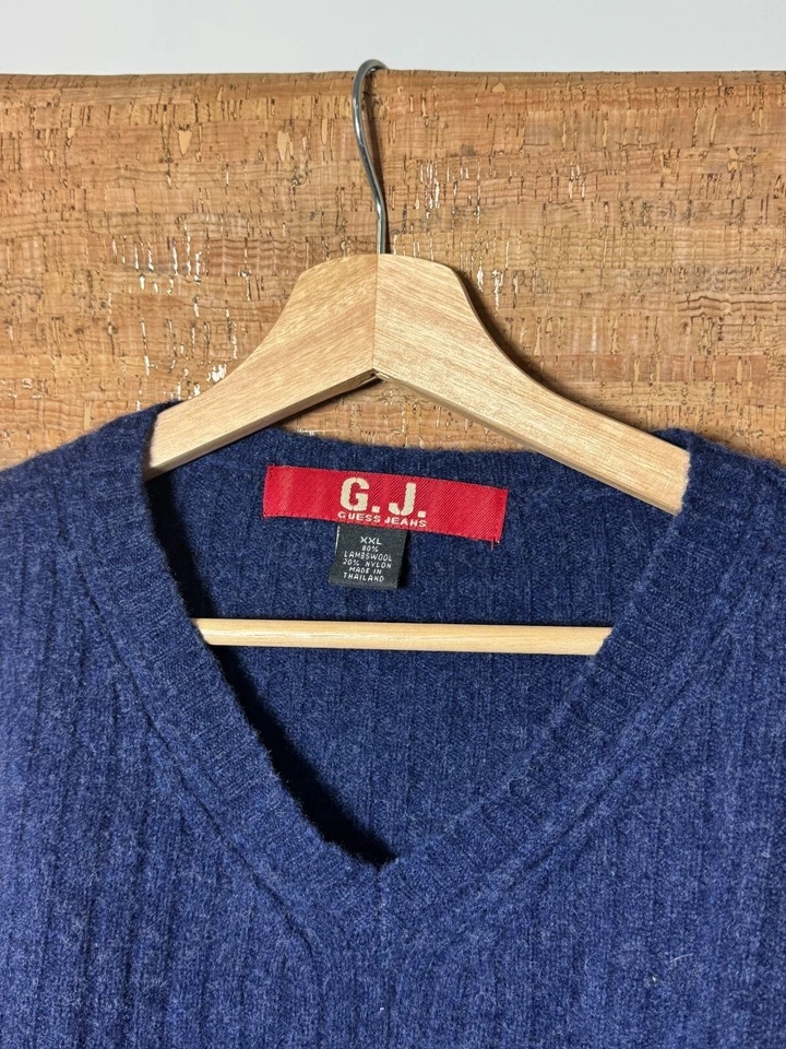 Suéter Guess Jeans para Mujer XL Corderos Mezcla de Lana De Colección Acogedor Azul Suave Foto 3 de 4