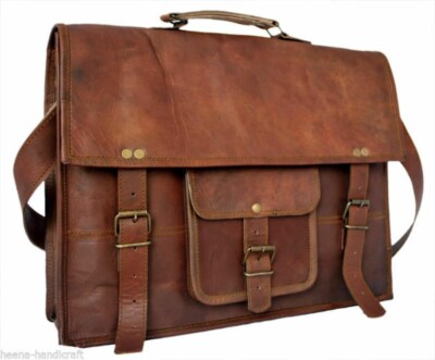 Men's New Brown Travel Bag Vintage Leather Genuine Laptop Messenger