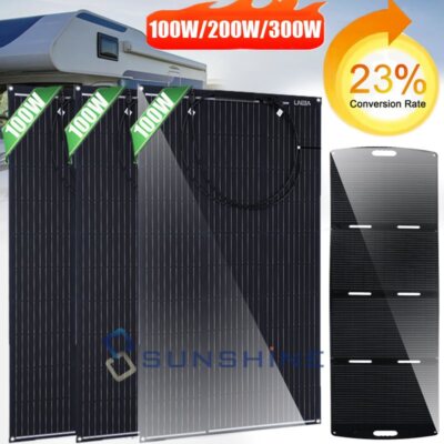 200W 400W Flexible Solar Panel PV Mono 12V Ultra Thin for RV Camping Off-Grid