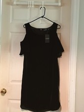 Ralph Lauren Womens Cold Shoulder A-line Dress, Black, 12 NWT