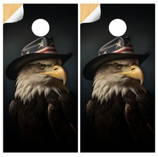 C340 Eagle Flag Cornhole Board Wraps LAMINATED Wrap Decals Vinyl Sticker Skins