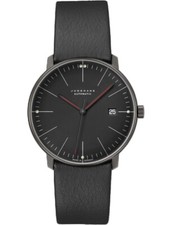Junghans Max Bill Automatic Bauhaus Black Dial Leather Band Watch 27/4308.02
