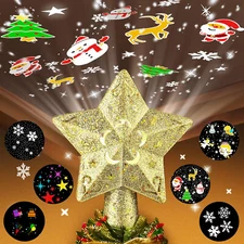 LED Christmas Tree Topper Projector Star Christmas Tree 5 Modes Rotating