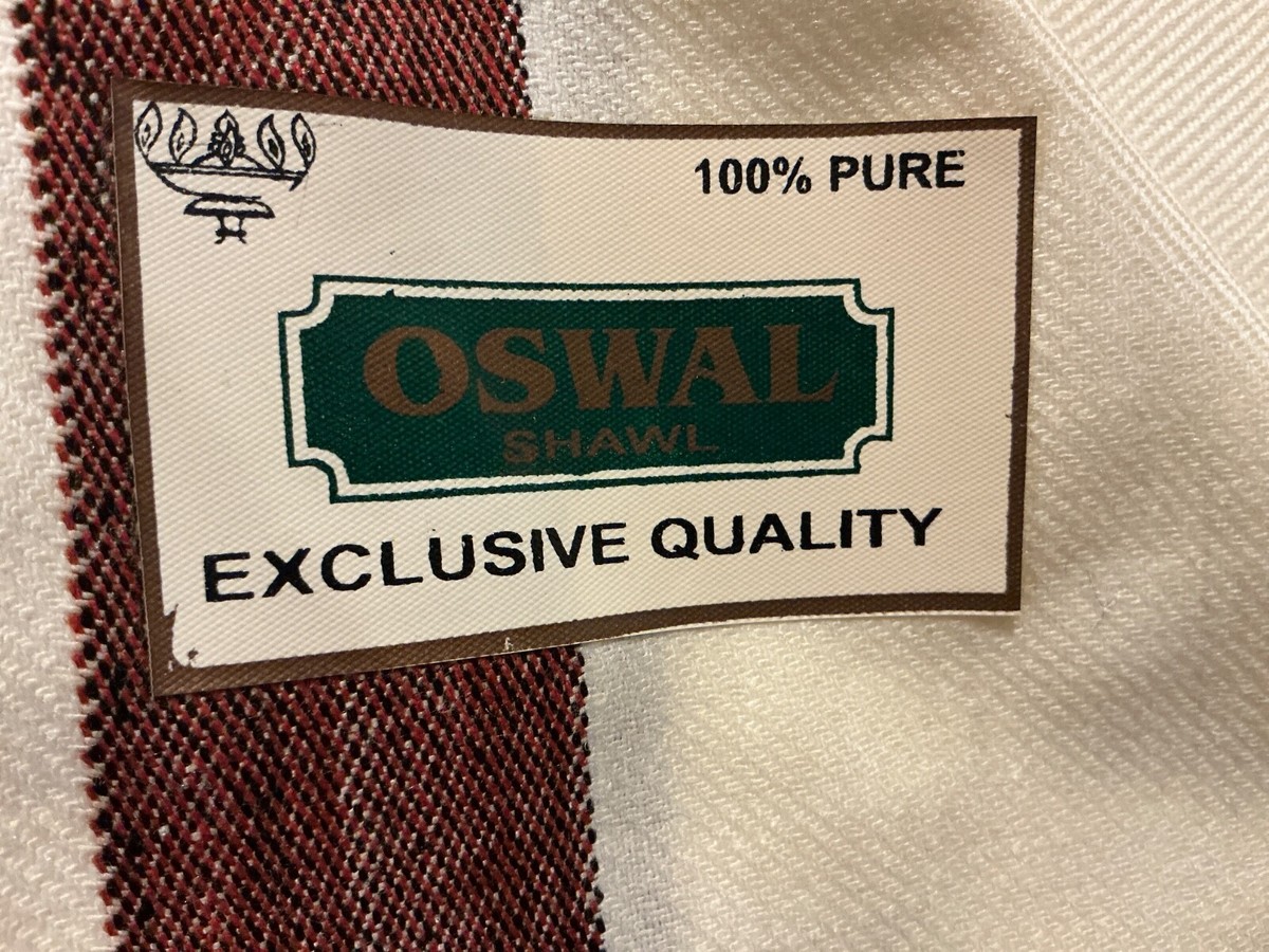 100% Pure Oswal Shawl made in India 39 inches x 79 inches Beige Brown
