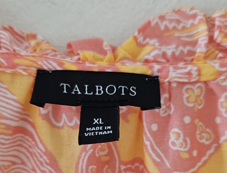 Talbots Pineapple Leaf Ruffle Trim Sleeveless Top… - image 9