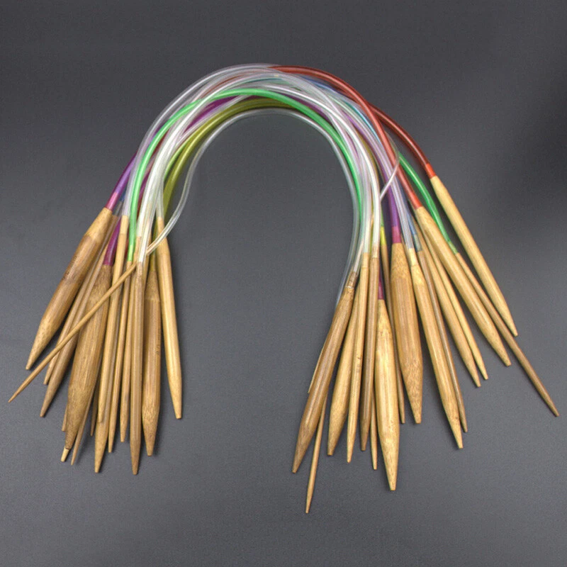 18PCS 40CM-120CM Tube Carbonized Circular Bamboo Knitting Needles Yarn Tools AU - image 2 of 4