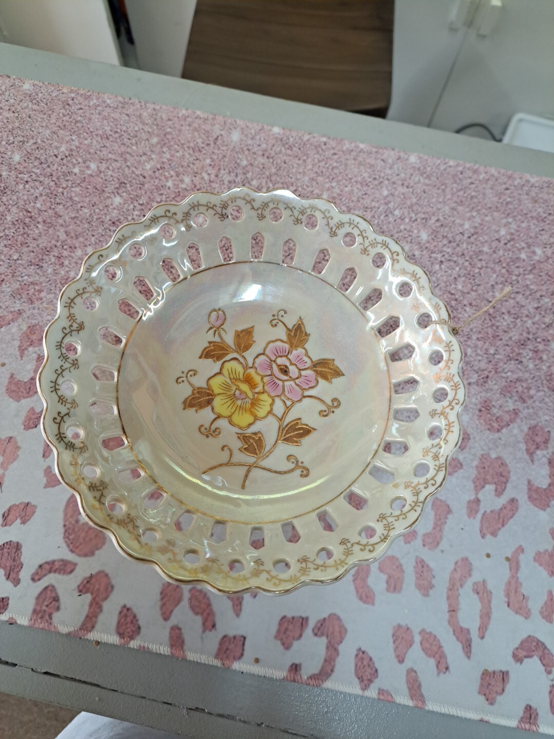 Vintage 1950s Porcelain Pedestal Compote Serving Dish Mid-Century