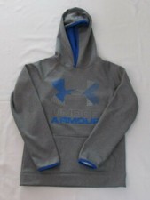 BOYS’ UNDER ARMOUR BIG LOGO HOODIE, GREY/BLUE, SIZE YOUTH MEDIUM