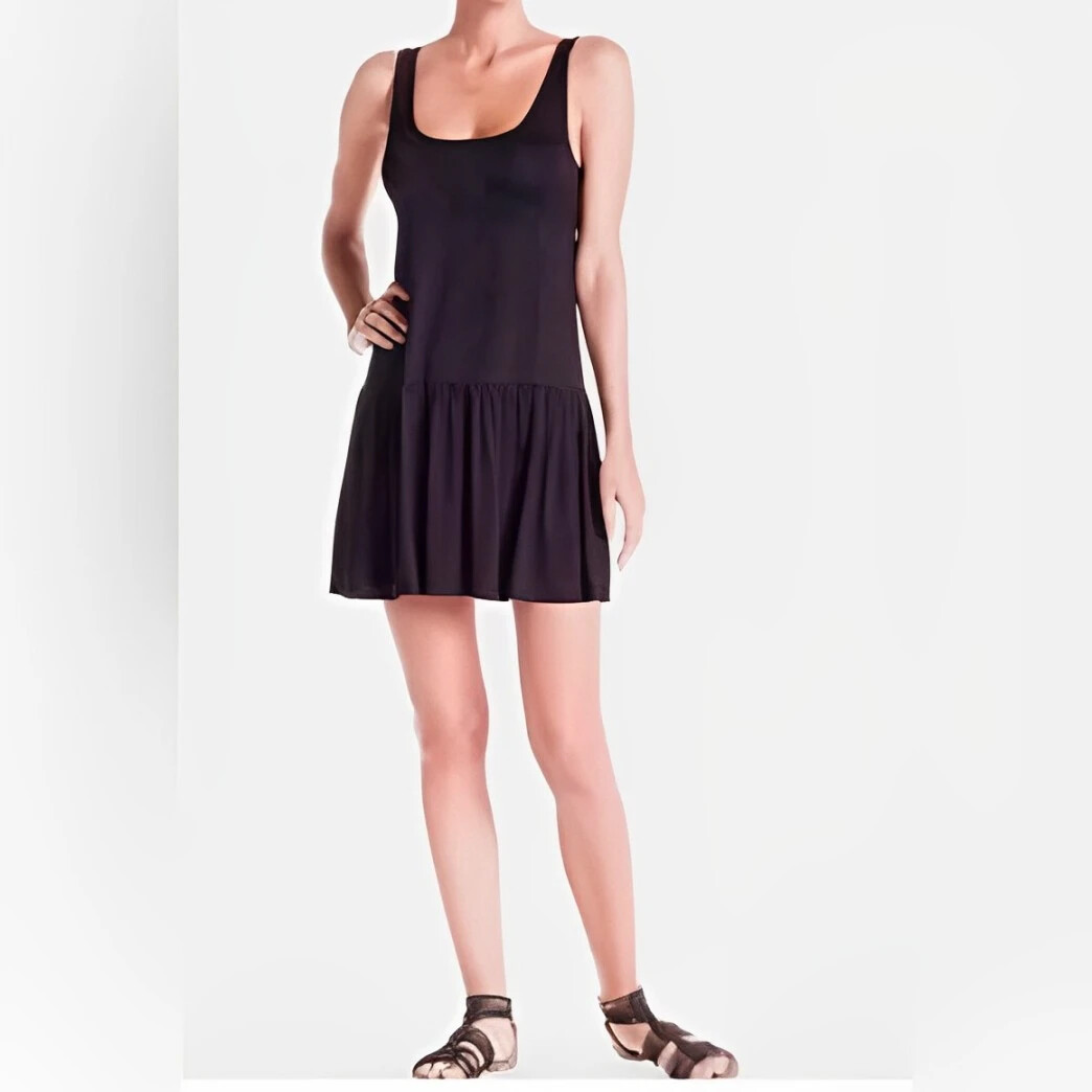 Michael Lauren Small Revolve Duff Tank Tiered Mini Dress Black Ruffle Hem  NWT | eBay