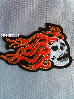 FIRE SKULL Rocker Kutte Feuer Schweif AUFNÄHER PATCH | eBay.de