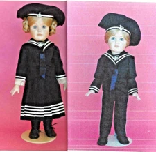 24&26&28"FRENCH GERMAN BOY(or)GIRL DOLL@1875 MIDDY/SAILOR SUIT HAT PATTERN