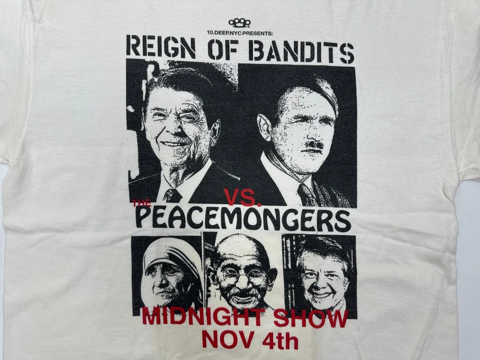 Camisa 10 Deep Para Hombres L Blanca 100% Algodón Hecha en EE. UU. Pacificadores Reinado de Bandidos Foto 2 de 4