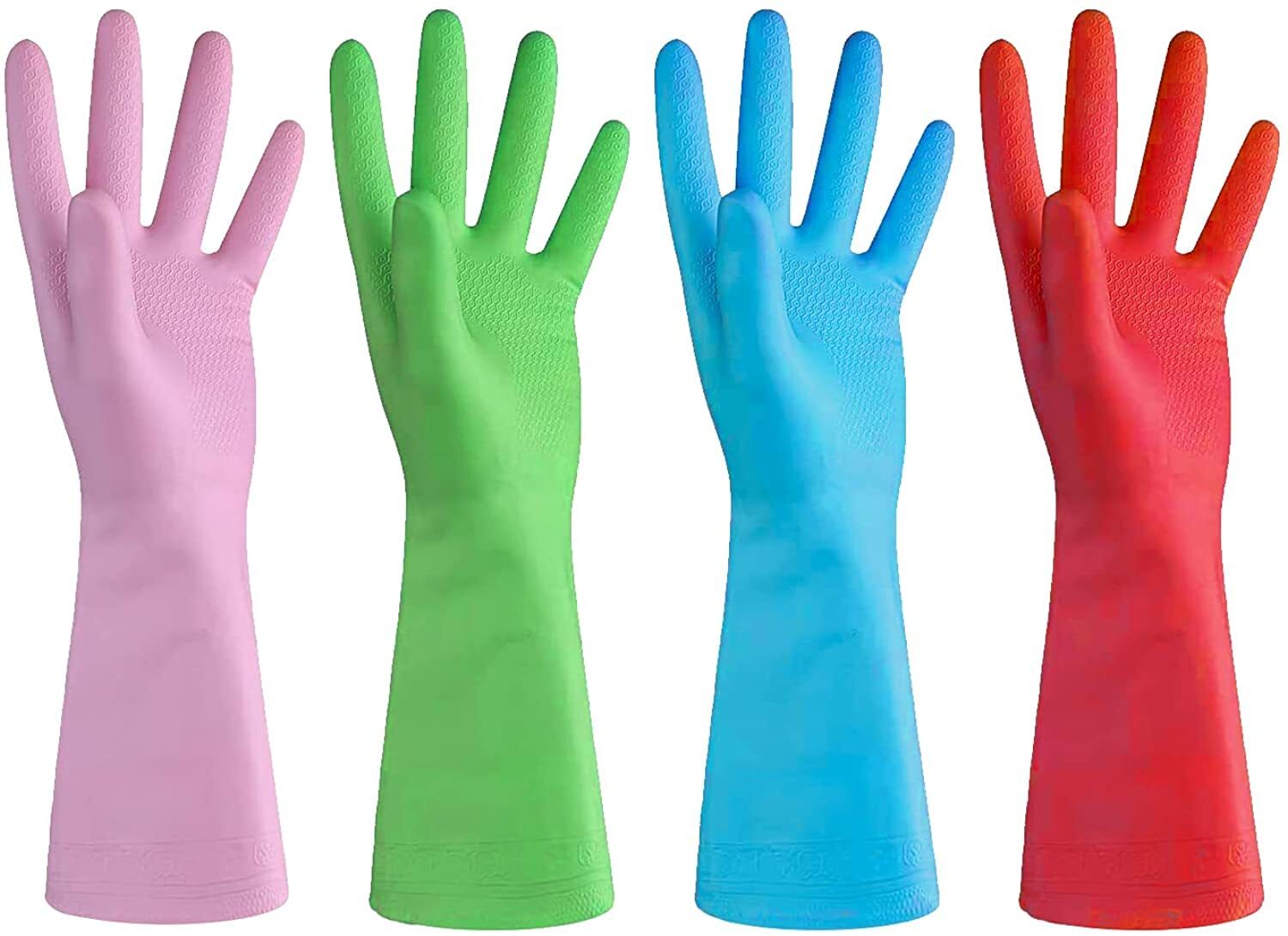 URBANSEASONS Household Rubber Gloves for Dishwashing and Cleaning 4 Pairs