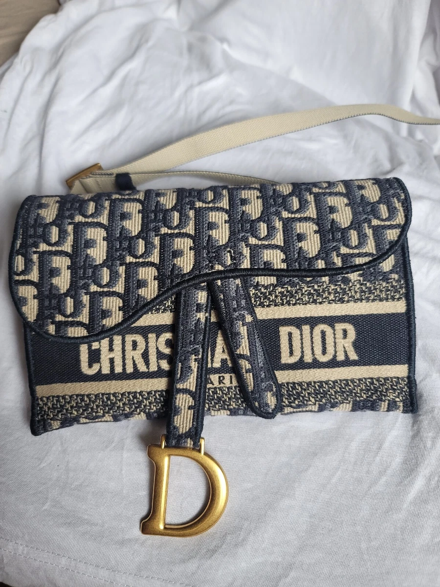 Christian Dior Blue Oblique Saddle Belt Pouch Bag