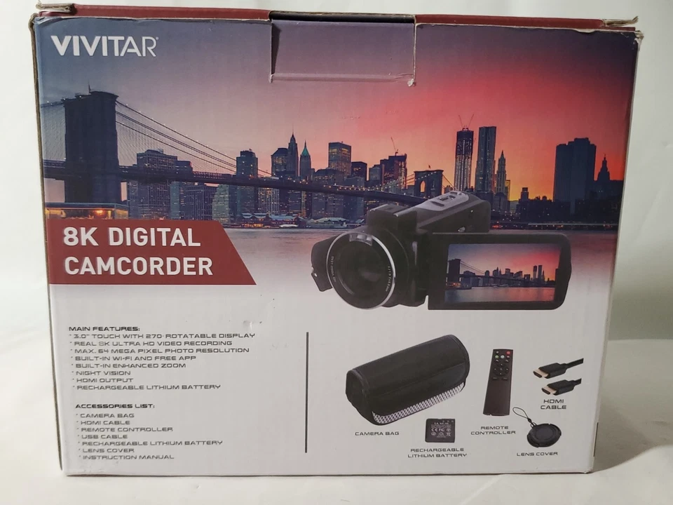 Vivitar Pro 8K HD Camcorder 3" Touch Screen-Built in WiFi-Zoom-HDMI Output - Image 4 of 4