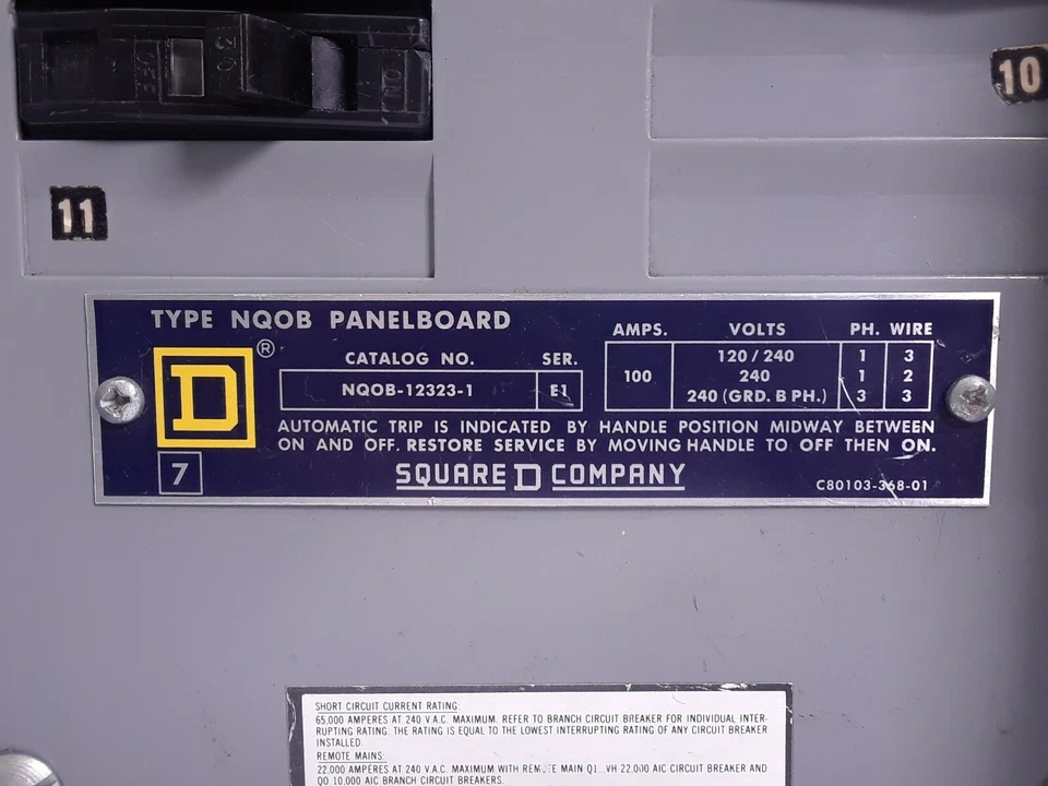 Square D NQOB-12323-1 | 100a Amp 120/240v-ac Power Distribution Panelboard #5707 - Image 3 of 4
