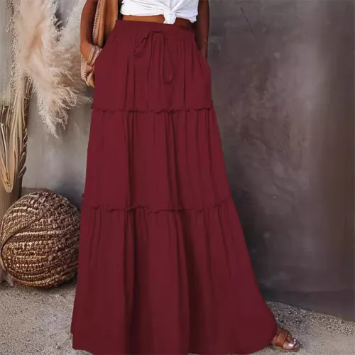 Ladies Boho Maxi Skirt Womens Tiered Panel Party Fashion Long Skirts w/Pockets - Picture 6 of 29