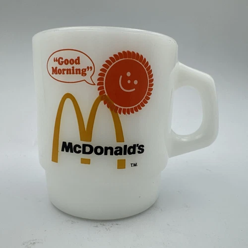 vintage Milk Glass mcdonalds coffee mug 80s Classic Tea Cup
