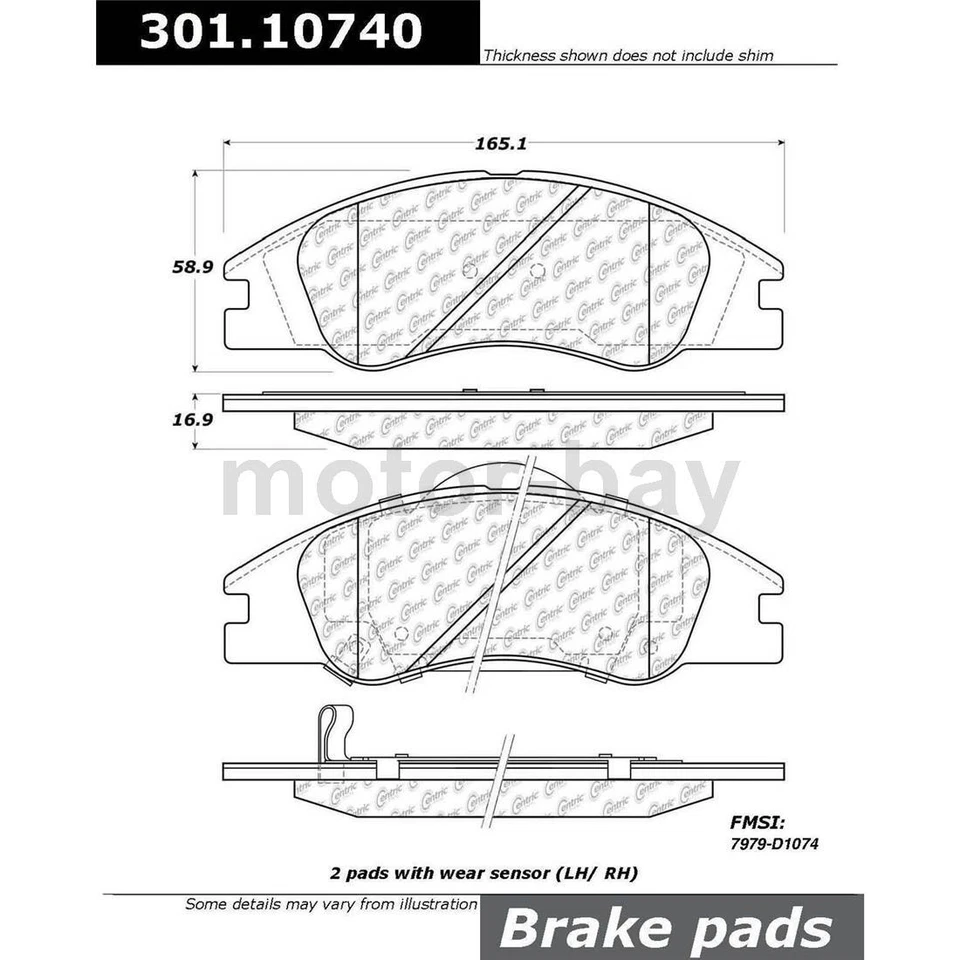 Pastilhas de freio dianteiras e traseiras para Kia Spectra 2009 2008 2007 2006 2005 2004 - Imagem 3 de 4