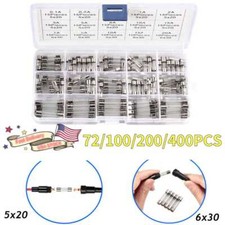 72/100/200PCS Glass Fuses 5x20mm 6x30mm Box Fuse Quick Fast Acting Tube Kit