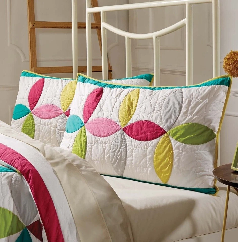 White Bohemian Bedding VHC Everly Sham Cotton Geometric (1 Quilt & 2 Shams) - Image 2 of 4