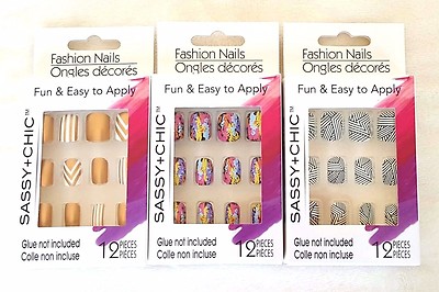 Fashion Nails Fun & Easy To Apply by Sassy+Chic - 3 Designs Choices