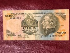 URUGUAY 100 NUEVOS PESOS 1987 BANKNOTE #128B